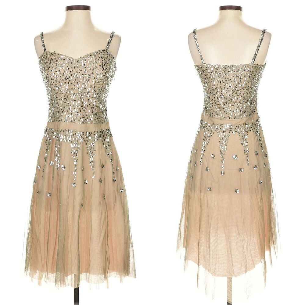 NWT Vintage Y2K Lux Urban Outfitters Sequin Dress Cream Fairycore 5